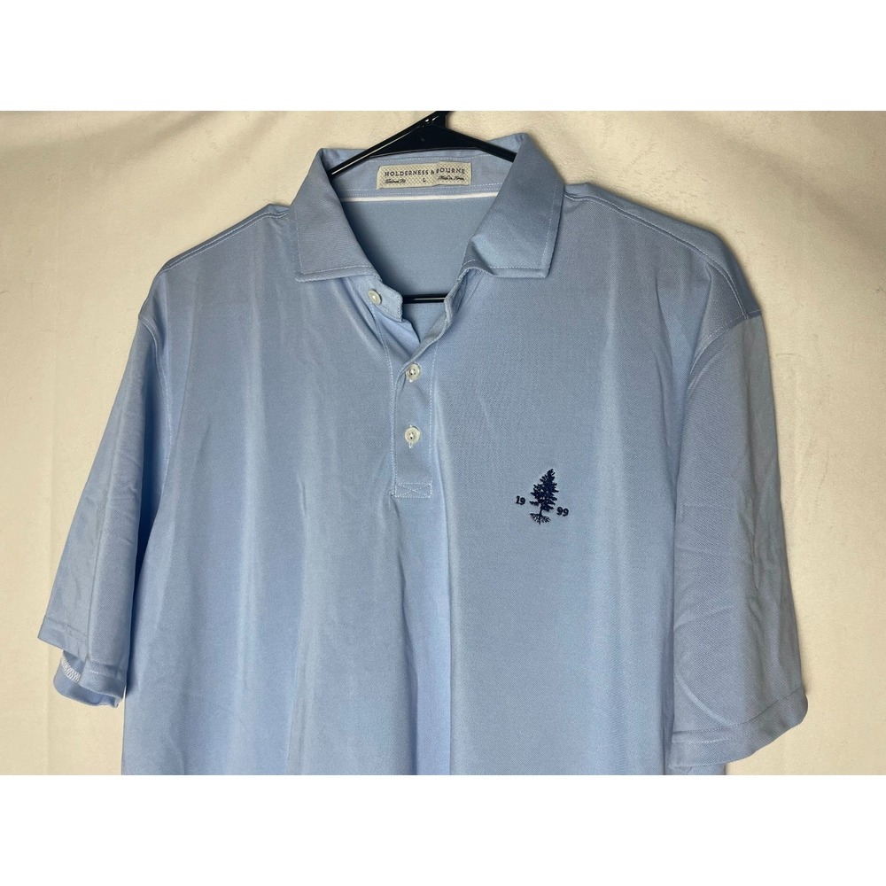 Holderness & Bourne Men's Polo Shirt Tree Logo 1999 Blue Size Large